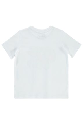 تی شرت سفید بچه گانه رگولار یقه گرد تکی کد 821148258