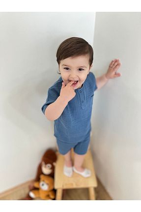 ست بالاتنه و پائین تنه سرمه ای بچه گانه بافتنی Mehnurs Store - کد 818702531