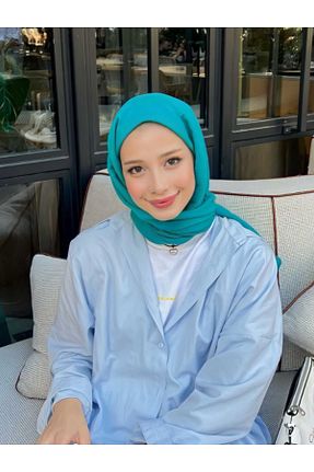 شال فیروزه ای زنانه ابریشم VALORSCARF - کد 818781309