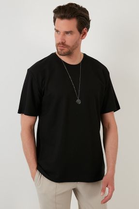 تی شرت مشکی مردانه رگولار یقه گرد پنبه (نخی) کد 284057611