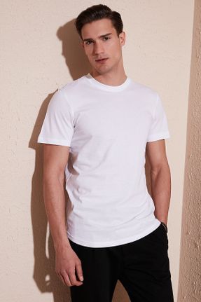 تی شرت سفید مردانه رگولار یقه گرد طراحی کد 670328888
