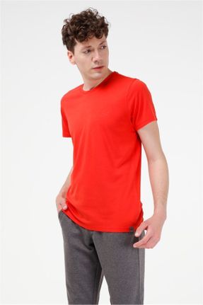 تی شرت قرمز مردانه رگولار یقه گرد تکی جوان کد 262561270