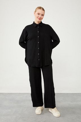 ست بالاتنه و پائین تنه حجاب مشکی زنانه اورسایز Levidor - کد 845369792