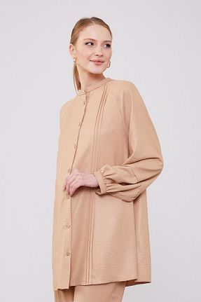 ست بالاتنه و پائین تنه حجاب بژ زنانه اورسایز Levidor - کد 845392393