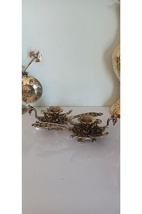 شمعدان و شمع گیر زرد برنجی hediye - کد 311749145
