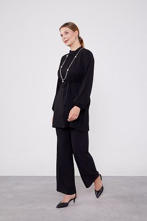 ست بالاتنه و پائین تنه حجاب مشکی زنانه اورسایز Levidor - کد 845383798
