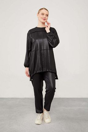 ست بالاتنه و پائین تنه حجاب مشکی زنانه اورسایز Levidor - کد 845392185