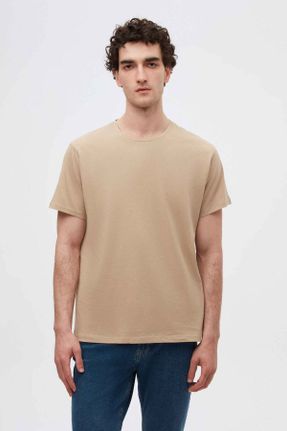تی شرت بژ مردانه رگولار یقه گرد تکی بیسیک کد 822997477