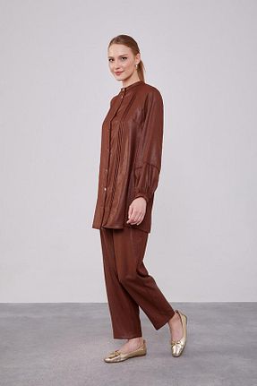 ست بالاتنه و پائین تنه حجاب قهوه ای زنانه اورسایز Levidor - کد 845392817