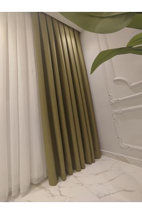 پرده زمینه سبز کتان BNR HOME STORE - کد 828401953