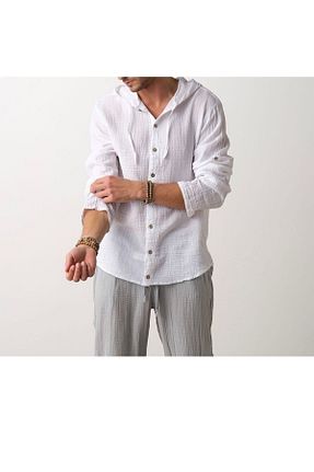 پیراهن سفید مردانه رگولار Yakamoz Tekstil - کد 686379949