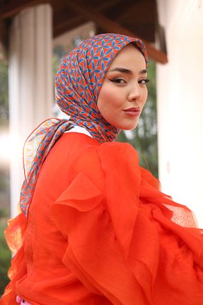 روسری نارنجی پنبه ای Silk Home - کد 845428720