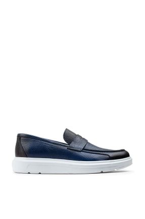 کفش کژوال آبی مردانه چرم طبیعی پاشنه کوتاه ( 4 - 1 cm ) پاشنه ساده کد 316447884