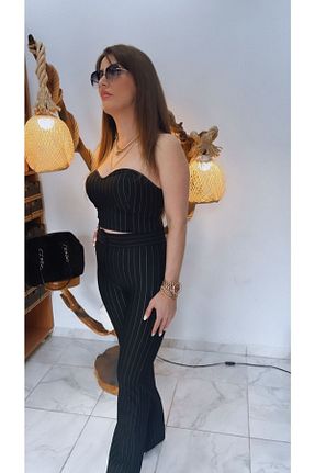 ست بالاتنه و پائین تنه مشکی زنانه بافتنی WellWay - کد 697557234
