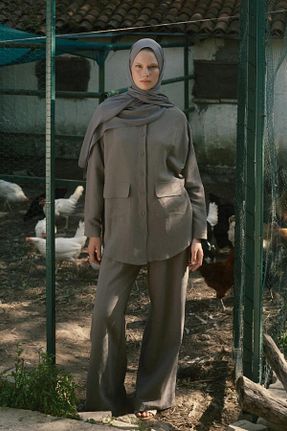 شال طوسی زنانه کرپ Qef - کد 844765992