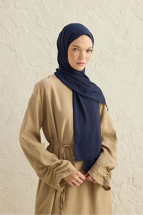 شال سرمه ای زنانه کرپ Qef - کد 844764466