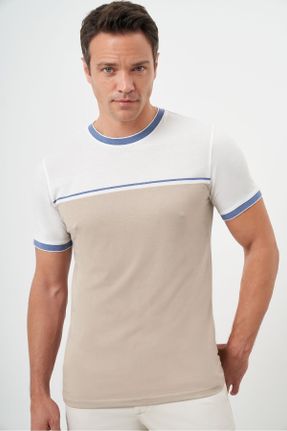 تی شرت بژ مردانه رگولار یقه گرد تکی بیسیک کد 837321188