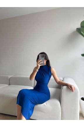 لباس آبی زنانه بافتنی اسلیم فیت آستین-بلند کد 805969525