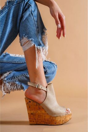 بوت / نیم بوت بژ زنانه چرم مصنوعی Ayakkabı Ateşi - کد 280791571