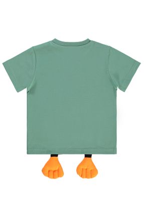 تی شرت سبز بچه گانه رگولار یقه گرد تکی کد 819546617
