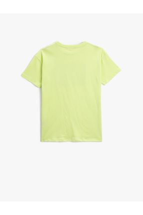 تی شرت سبز بچه گانه رگولار یقه گرد تکی کد 653418928
