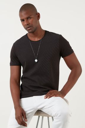 تی شرت مشکی مردانه رگولار یقه گرد پنبه (نخی) کد 305357022