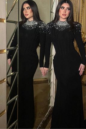 لباس مجلسی و فارغ التحصیلی مشکی زنانه کرپ Helen Fashion - کد 839209842