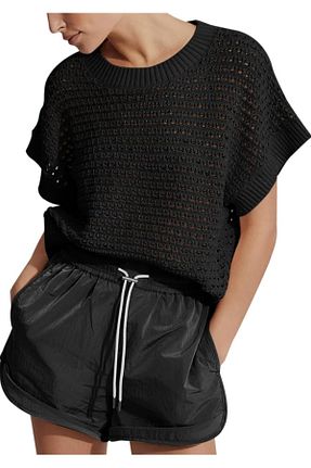 تیشرت مشکی زنانه اسلیم فیت youknitwear you - کد 845319562