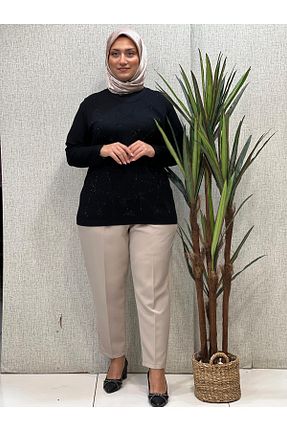 شلوار بژ زنانه پنبه ای Butik büyük beden - کد 845370908