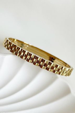 دستبند استیل طلائی زنانه فولاد ( استیل ) کد 683454317