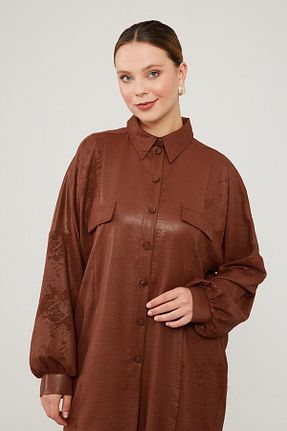 ست بالاتنه و پائین تنه حجاب قهوه ای زنانه اورسایز Levidor - کد 845392866