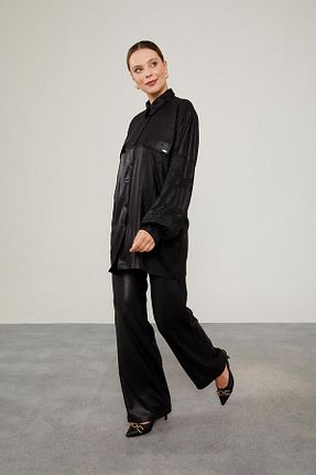 ست بالاتنه و پائین تنه حجاب مشکی زنانه اورسایز Levidor - کد 845393069