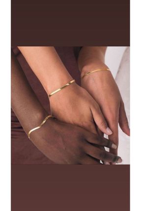 دستبند استیل طلائی زنانه فولاد ( استیل ) کد 820950862