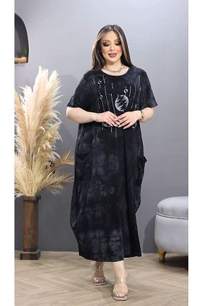 لباس سایز بزرگ طوسی زنانه پارچه HÜLYA BUTİK - کد 831179921