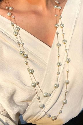 گردنبند جواهر بژ زنانه پوشش لاکی کد 363482830