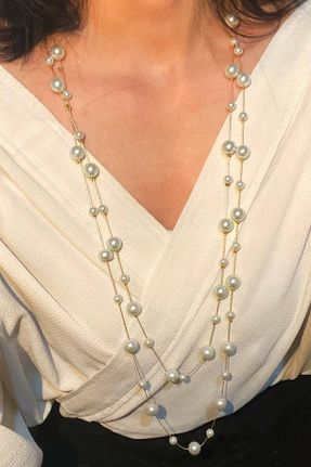 گردنبند جواهر بژ زنانه پوشش لاکی کد 363482830