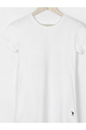 تی شرت سفید زنانه اسلیم فیت پنبه (نخی) تکی کد 777423754