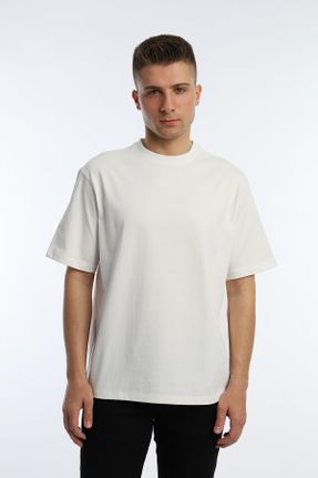 تی شرت سفید مردانه اورسایز یقه گرد تکی بیسیک کد 820482536