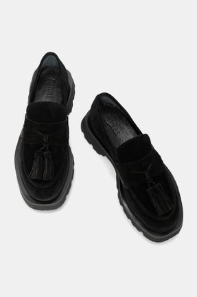 کفش لوفر مشکی زنانه چرم طبیعی پاشنه متوسط ( 5 - 9 cm ) کد 797516886