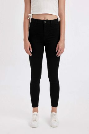 شلوار جین مشکی زنانه پاچه تنگ فاق بلند الاستن بلند کد 789596686