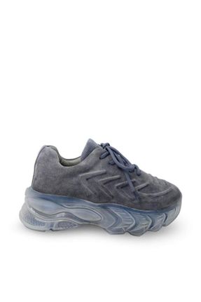 کفش اسنیکر طوسی زنانه چرم طبیعی بند دار چرم طبیعی کد 379203095