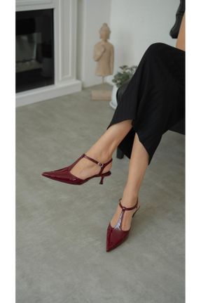 کفش پاشنه بلند کلاسیک زرشکی زنانه پاشنه ساده پاشنه متوسط ( 5 - 9 cm ) کد 823284581