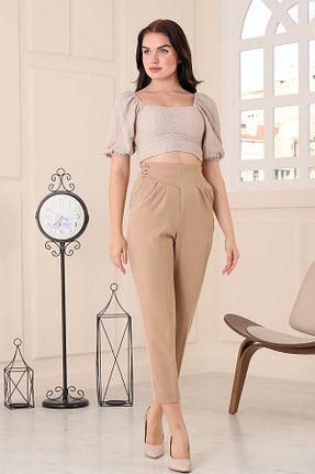 شلوار قهوه ای زنانه پنبه - پلی استر - الاستین msendam - کد 797279644