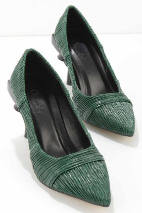 کفش پاشنه بلند کلاسیک سبز زنانه پاشنه ضخیم پاشنه متوسط ( 5 - 9 cm ) کد 324601375