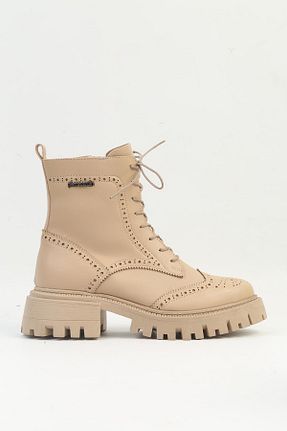 بوت / نیم بوت بژ زنانه چرم مصنوعی Pierre Cardin - کد 845607235