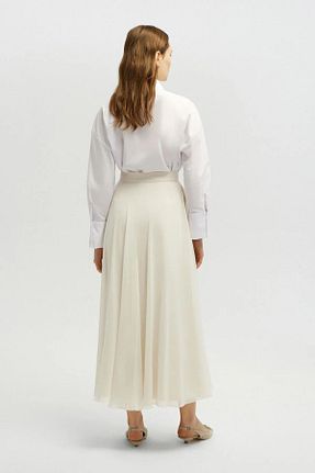 دامن سفید زنانه ساده MERİT FASHION - کد 845617604