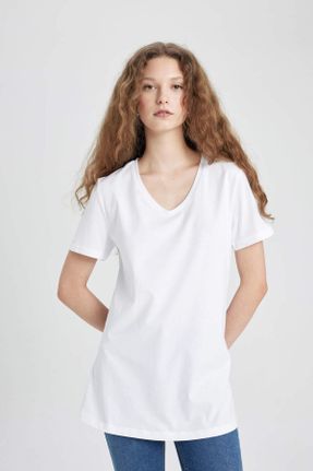 تی شرت حاملگی سفید زنانه پنبه (نخی) رگولار تکی کد 46118985