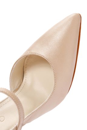 کفش پاشنه بلند کلاسیک طلائی زنانه چرم طبیعی پاشنه نازک پاشنه متوسط ( 5 - 9 cm ) کد 825504857
