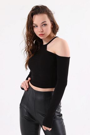 بلوز مشکی زنانه ساده LAENT - کد 635235271