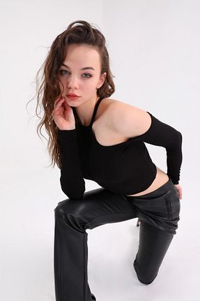 بلوز مشکی زنانه ساده LAENT - کد 635235271